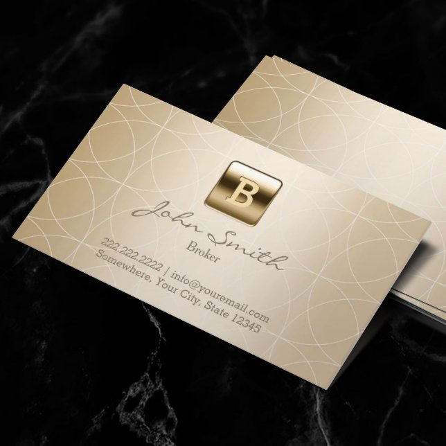 Real Estate Agent Luxury Gold Monogram Business Card
