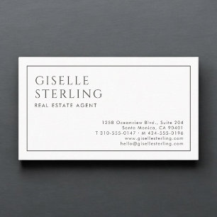 Real Estate Agent Luxury Minimalist Black White Business Card
