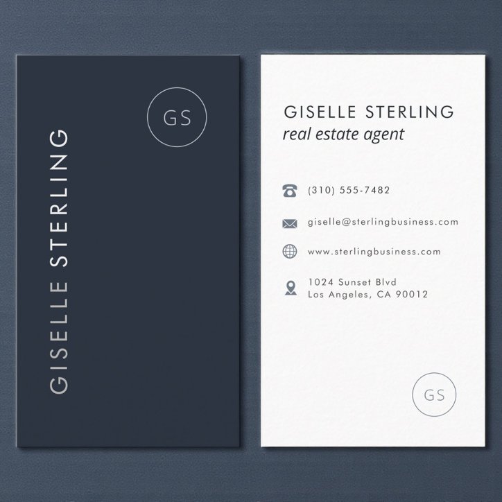 Real Estate Agent Luxury Navy Blue Elegant Modern Business Card