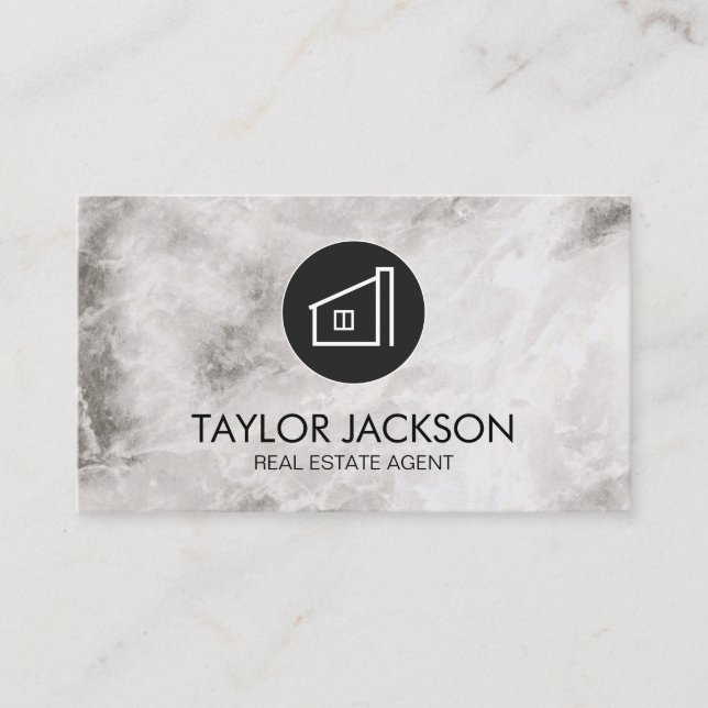 Real Estate Agent Marble Texture Appointment Card (Front)