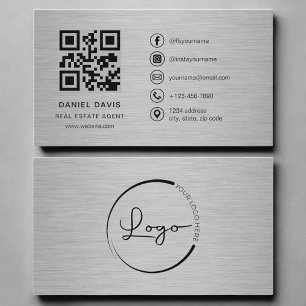 Real Estate Agent Metal QR Code Business Card