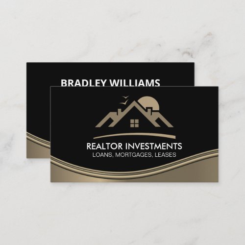 Real Estate Agent  Metallic Wave Business Card