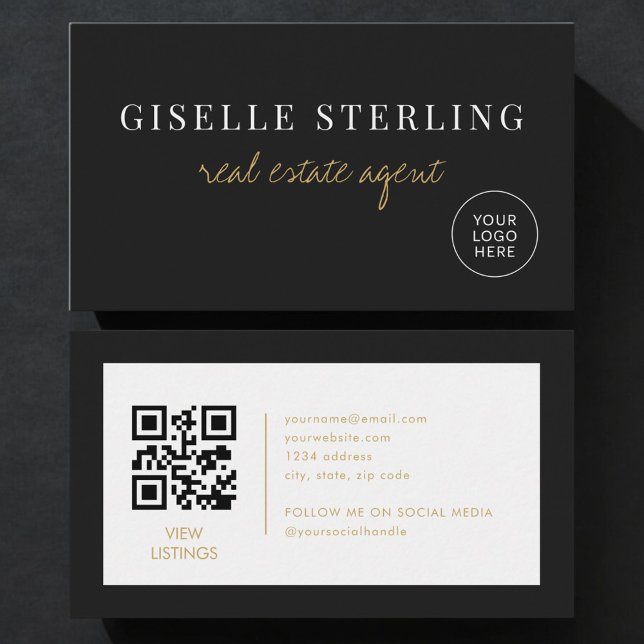 Real Estate Agent Minimalist Company Logo QR Code Business Card (Creator Uploaded)