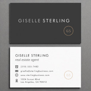 Real Estate Agent Minimalist Luxury Black Business Card