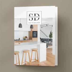 Real Estate Agent Minimalist Monogram Logo Photo Pocket Folder