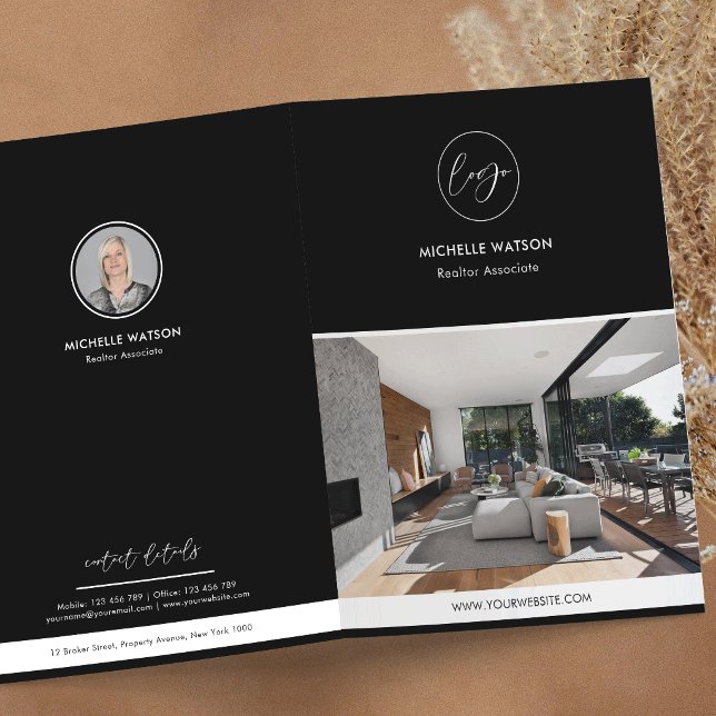 Real Estate Agent Minimalist Simple Logo Photo Pocket Folder (Creator Uploaded)