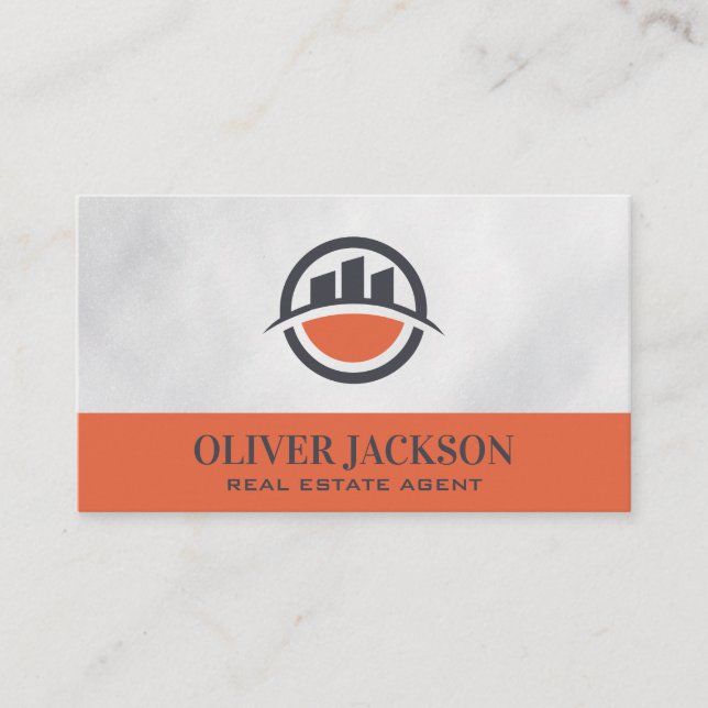 Real Estate Agent | Modern Buildings Icon Business Card (Front)