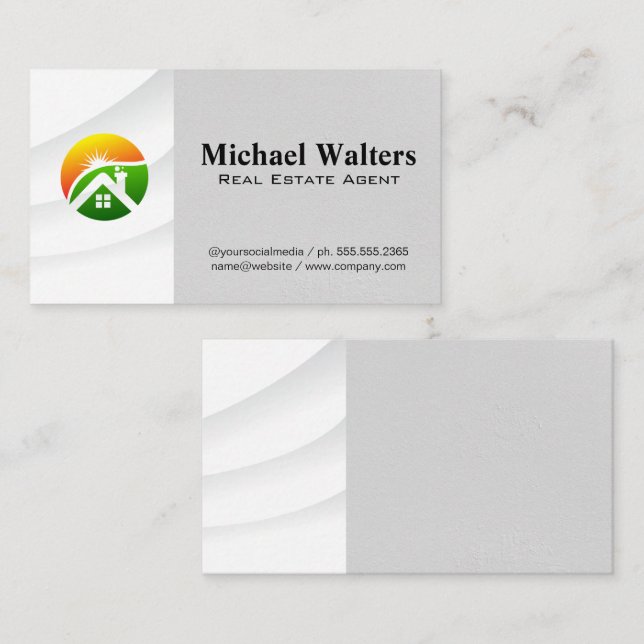 Real Estate Agent | Modern Home Style Logo Business Card (Front/Back)
