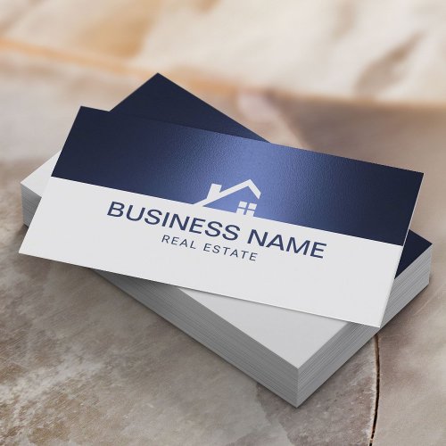 Real Estate Agent Modern Navy Blue Silver Realtor Business Card