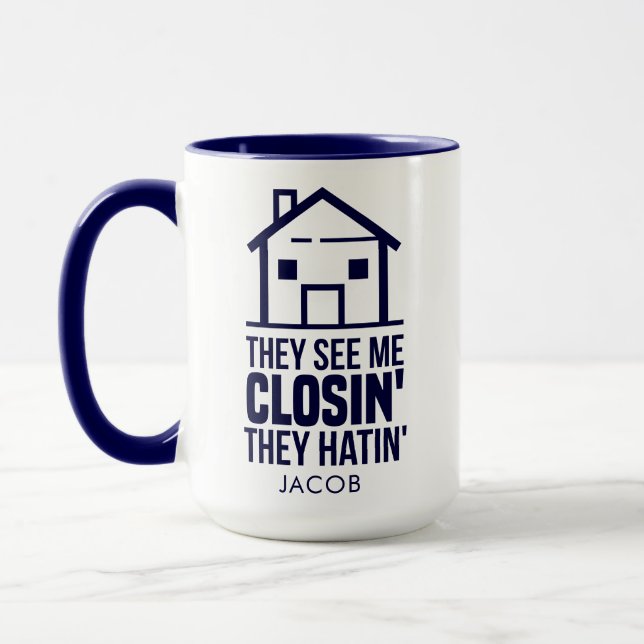 Real Estate Agent Name Realtor House Closings Mug (Left)