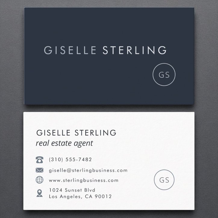 Real Estate Agent Navy Blue Modern Luxury Business Card