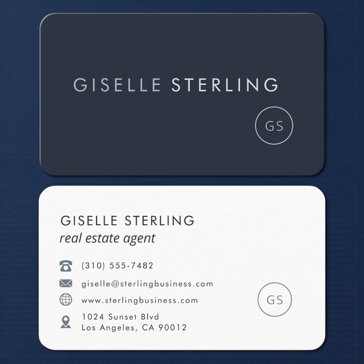 Real Estate Agent Navy Blue Professional Business Card