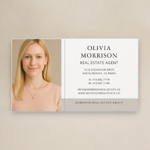 Real Estate Agent Neutral Beige Photo Business Card
