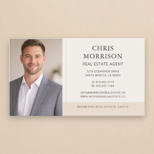 Real Estate Agent Neutral Beige Photo Professional Business Card
