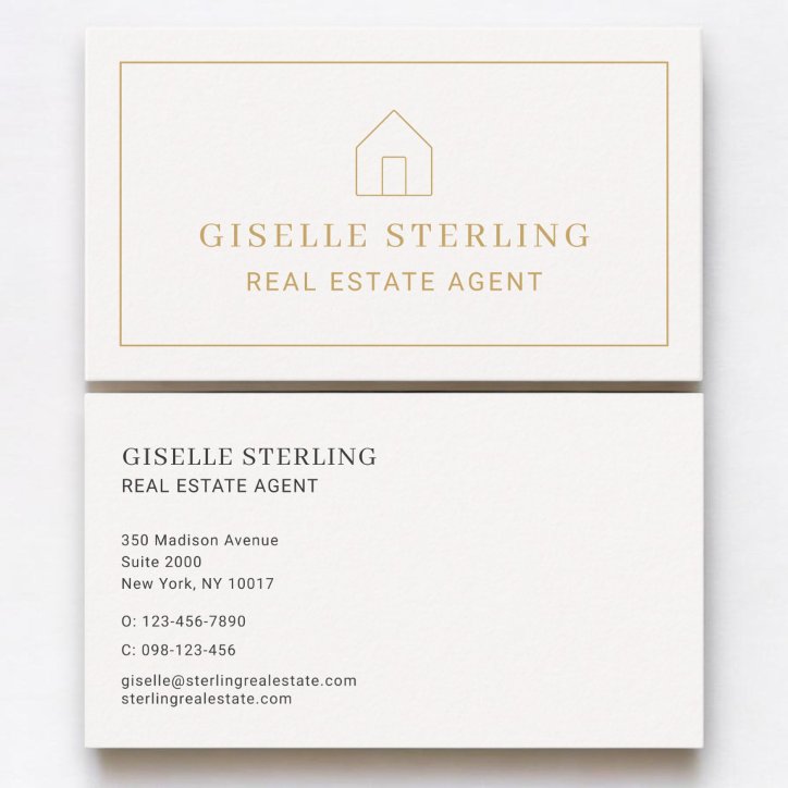 Real Estate Agent Neutral Gold House Business Card