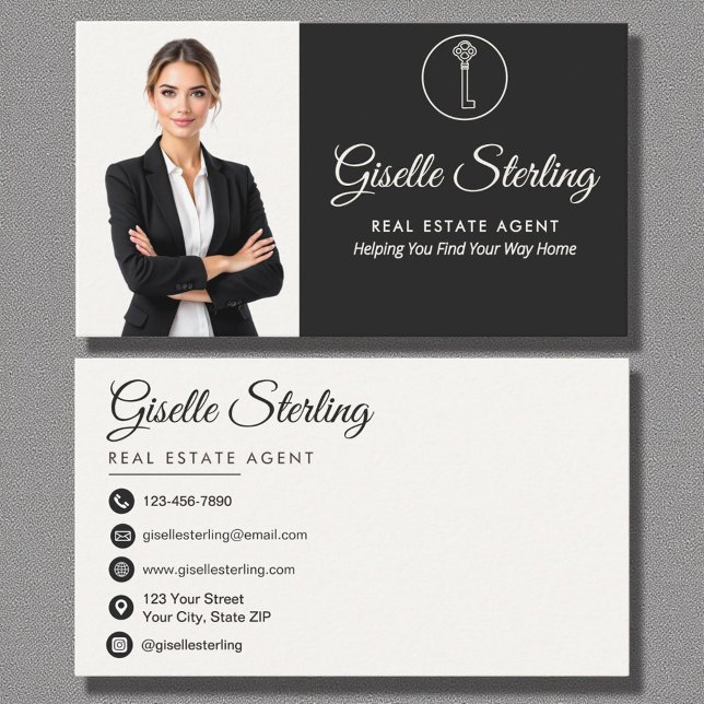 Real Estate Agent Neutral Photo  Business Card (Creator Uploaded)