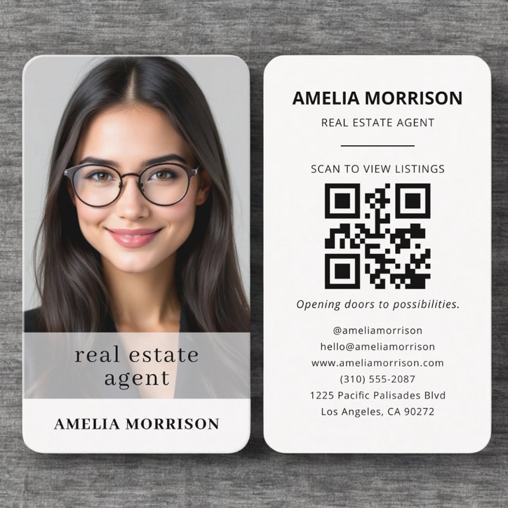 Real Estate Agent Neutral Photo QR Code Business Card
