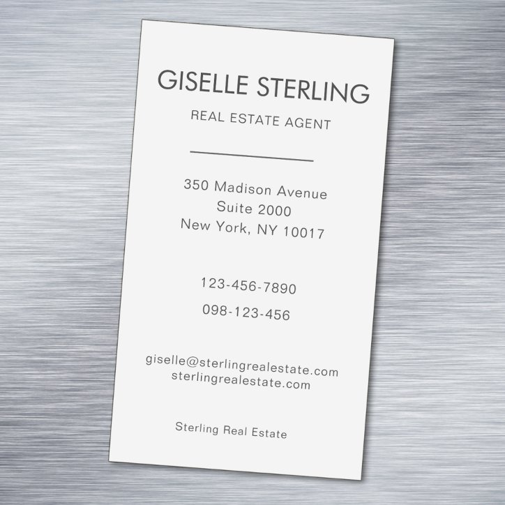 Real Estate Agent Neutral Professional Business Card Magnet