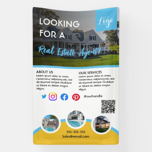 Real estate agent open house property for sale fly banner