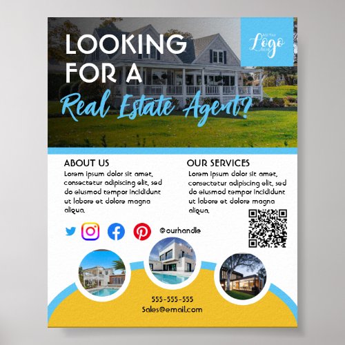 Real estate agent open house property for sale fly poster