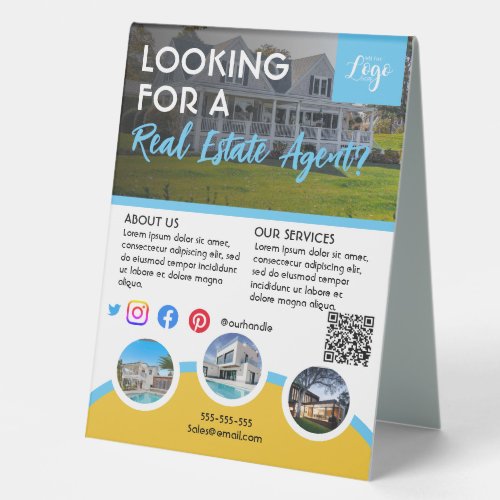 Real estate agent open house property for sale fly table tent sign