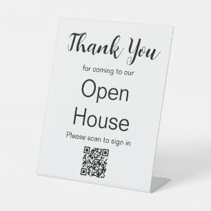 Real Estate Agent Open House QR code Sign-In  Pedestal Sign