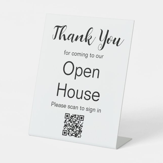 Real Estate Agent Open House QR code Sign-In  Pedestal Sign (Front)