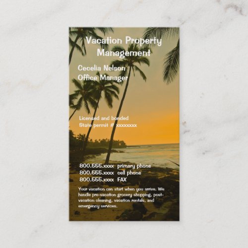 Real Estate Agent or Beach Property Management Business Card