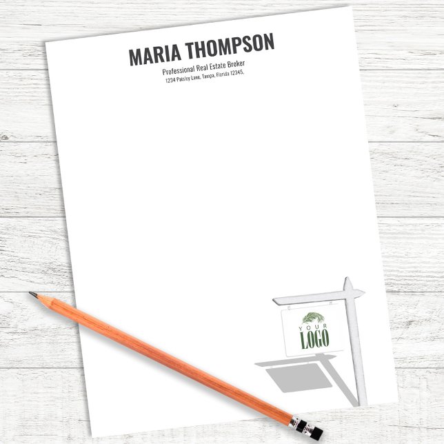 Real Estate Agent Personalized Letterhead  (Real Estate Custom Letterhead)