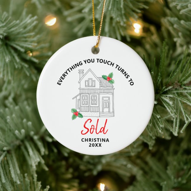 Real Estate Agent Personalized Realty Home Broker Ceramic Ornament (Tree)