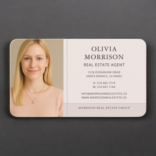 Real Estate Agent Photo Blush Pink  Business Card