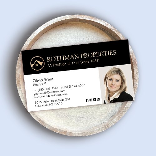 Real Estate Agent Photo Gold House Business Card
