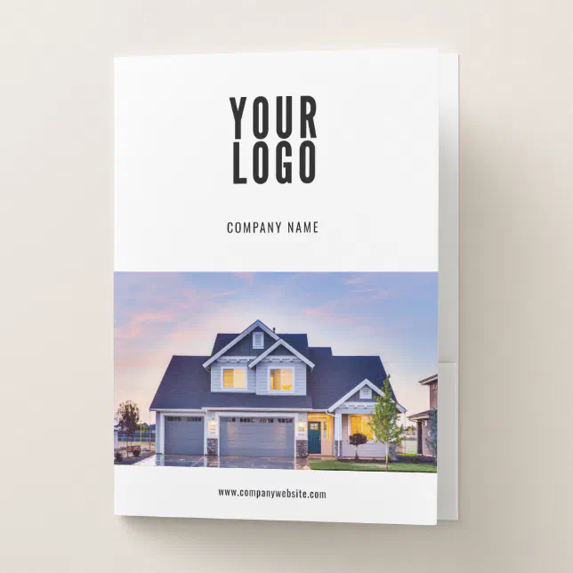 Real Estate Agent Photo Logo Card Slot Business Pocket Folder | Zazzle
