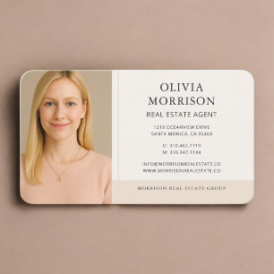 Real Estate Agent Photo Neutral Beige  Business Card