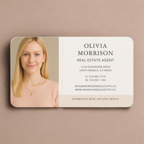 Real Estate Agent Photo Neutral Beige  Business Card