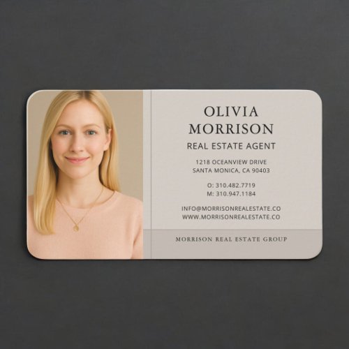 Real Estate Agent Photo Neutral Taupe  Business Card