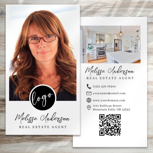 Real Estate Agent Photo QR Code Business Card