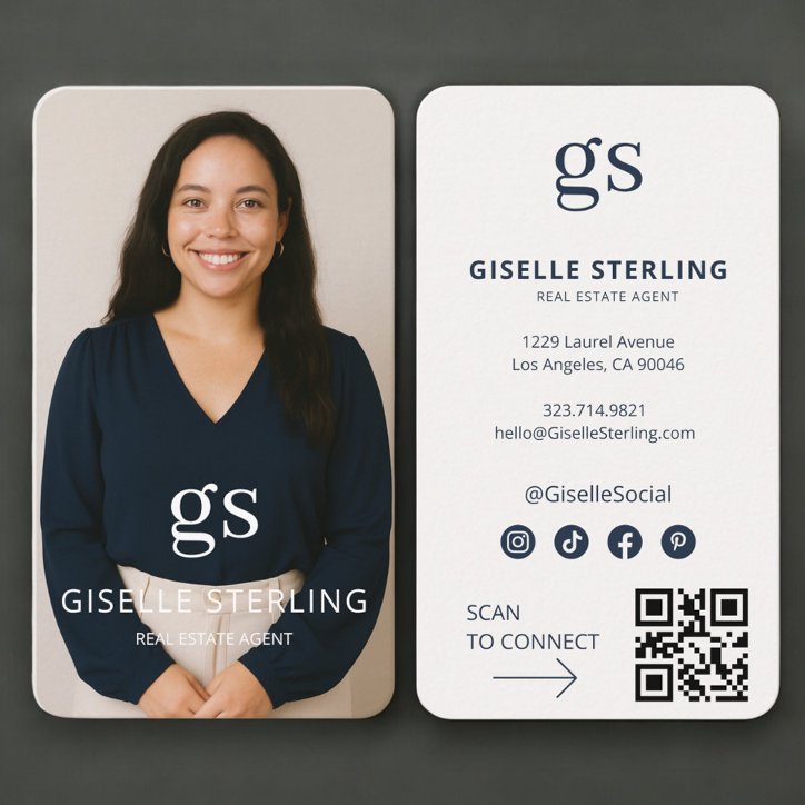 Real Estate Agent Photo QR Code Professional Business Card