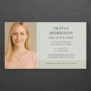 Real Estate Agent Photo Sage Green Business Card
