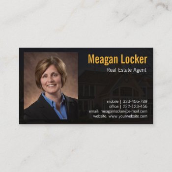 Real Estate Agent Photo With House Background Business Card by cardbox at Zazzle