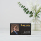 Real estate agent photo with house background business card (Standing Front)