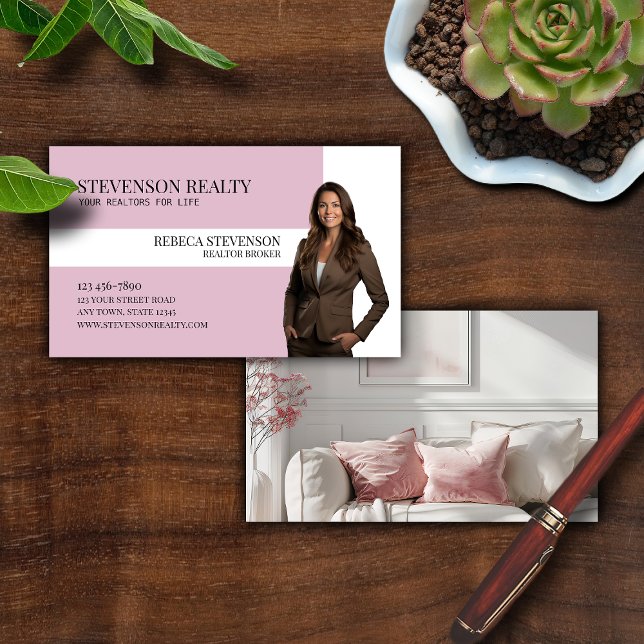 Real Estate Agent Pink Business Card (Creator Uploaded)