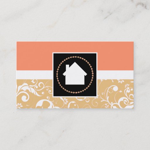Customizable realtor professional damask home business card templates