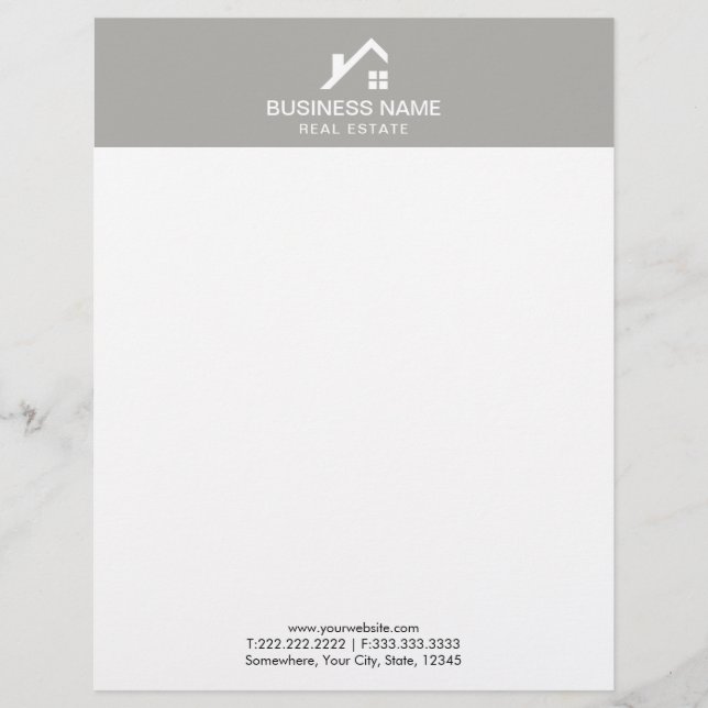 Real Estate Agent Professional House Logo Plain Letterhead (Front)