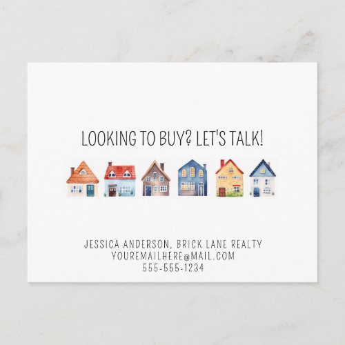 Real Estate Agent Promotional Contact Info Postcard