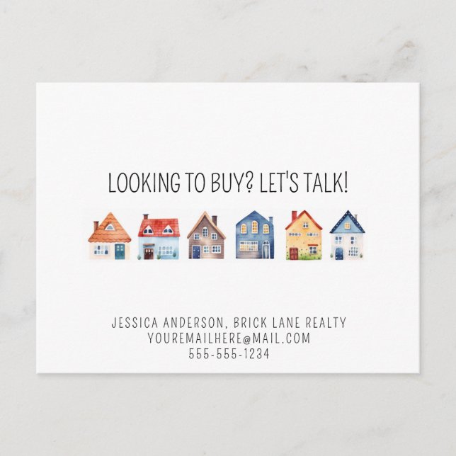 Real Estate Agent Promotional Contact Info Postcard (Front)