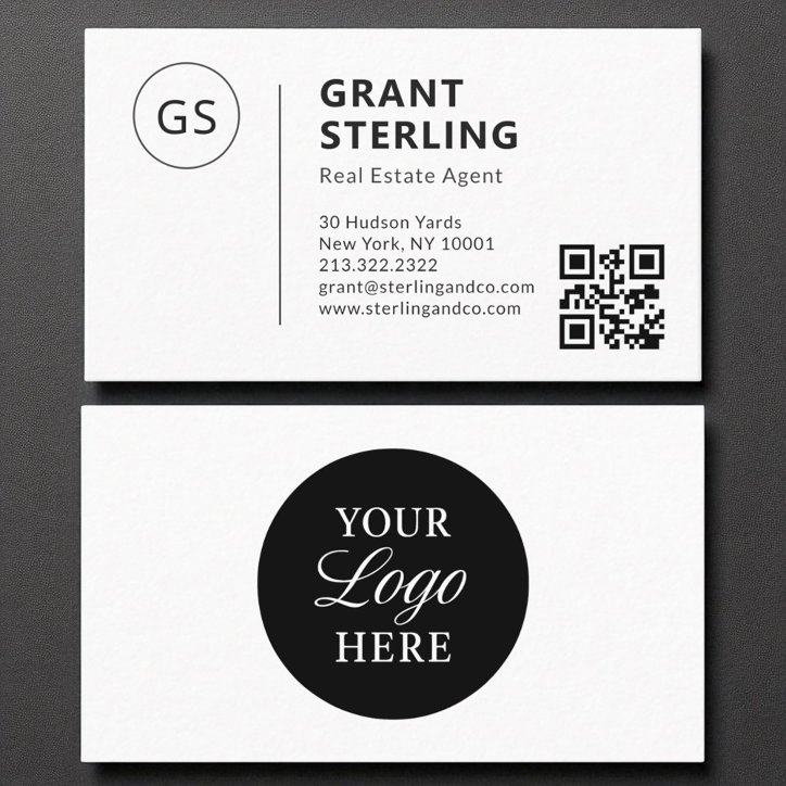 Real Estate Agent QR Code Company Logo Business Card