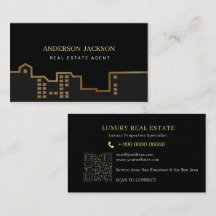Real Estate Agent QR Code Luxury Black Gold