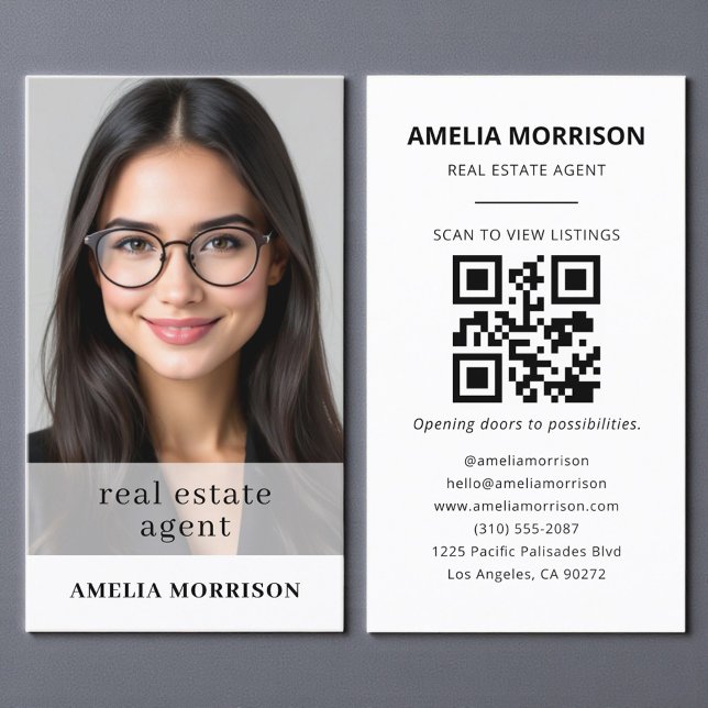 Real Estate Agent QR Code Photo  Business Card (Creator Uploaded)