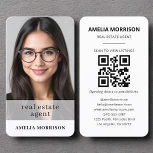 Real Estate Agent QR Code Photo Professional Business Card